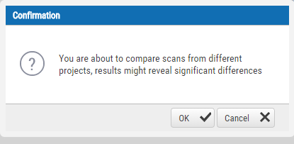 You are about to compare scans from different projects, results might reveal significant differences